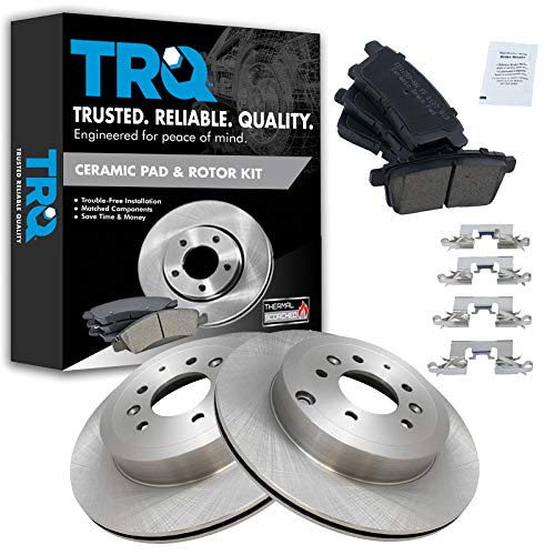 TRQ Rear Brake Pad & Rotor Kit Brake Pads Brake Rotor Ceramic Compatible with 2007-2015 Mazda CX-9 - Image 1