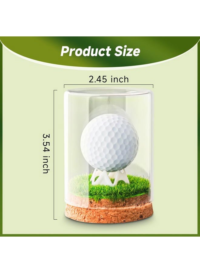 Rocalt Golf Ball Display Case, Hole in One Golf Ball Display Case, Clear Glass Golf Ball Holder with Cork Base, Lifelike Turf, and Plastics Tee, Golf Gifts Decor - Image 3