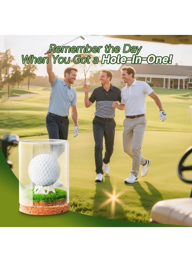 Rocalt Golf Ball Display Case, Hole in One Golf Ball Display Case, Clear Glass Golf Ball Holder with Cork Base, Lifelike Turf, and Plastics Tee, Golf Gifts Decor - Image 5
