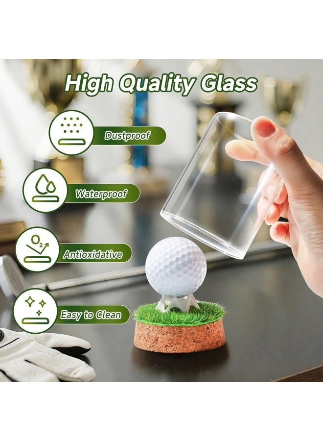 Rocalt Golf Ball Display Case, Hole in One Golf Ball Display Case, Clear Glass Golf Ball Holder with Cork Base, Lifelike Turf, and Plastics Tee, Golf Gifts Decor - Image 4