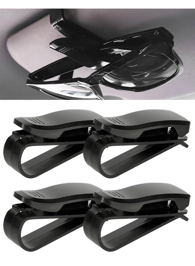 4PCS Car Sun Visor Sunglass Holder, Eyeglasses Hanger with Ticket Clip for Auto SUV Truck - Image 1