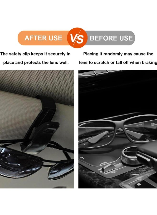 4PCS Car Sun Visor Sunglass Holder, Eyeglasses Hanger with Ticket Clip for Auto SUV Truck - Image 3