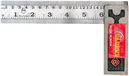 GLOBUS- 1714 Tri Square Hand Tool Set of 2 Includes 6 Inch and 8 Inch Measuring Squares | Ideal for for Home and Professional Carpentry Woodworking and Metalworking | Precision Angled Tools | - Image 3