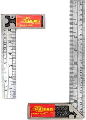 GLOBUS- 1714 Tri Square Hand Tool Set of 2 Includes 6 Inch and 8 Inch Measuring Squares | Ideal for for Home and Professional Carpentry Woodworking and Metalworking | Precision Angled Tools | - Image 1