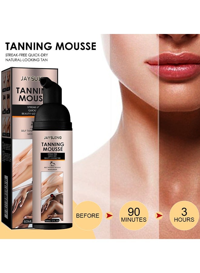 Jaysuing Tanning Mousse, Intensive Tanning Spray, Tanning Accelerator Spray, Suitable For Sun Loungers And Outdoor Sun, Tanning Cream For Sunbeds And Outdoor, Body Self-Tanners 60ml - Image 1