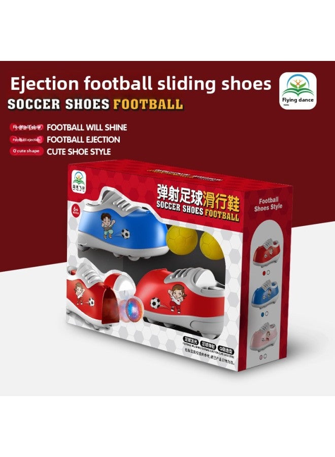 Children's Catapult Sliding Football Shoes World Cup With Light Gifts Parent-child Interactive Competitive Toys Can Be Sent On Behalf-Color:Red + Blue - Image 2