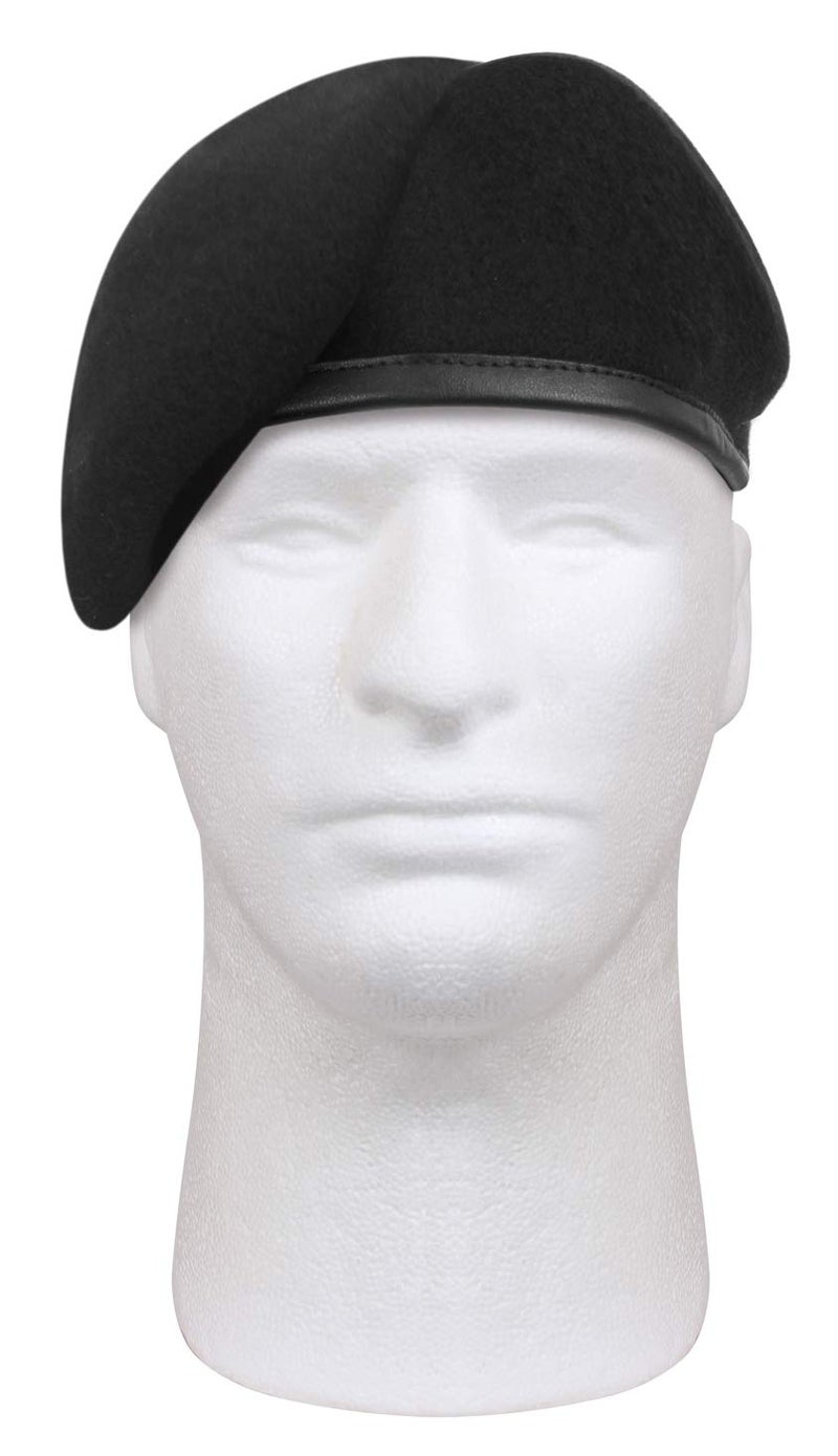 Rothco Pre-Shaved Inspection Ready Beret - Rugged Wool Hat - Ready for Duty, Black, 7 1/4 - Image 1