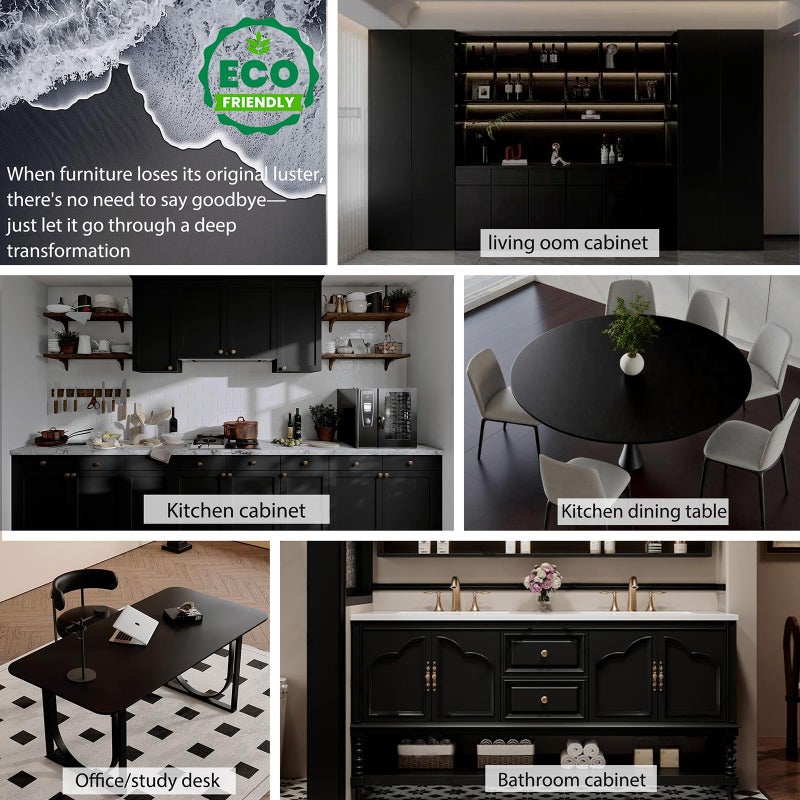 Micpolo 15.7" x 118" Peel and Stick Wallpaper Matte Black Contact Paper for New Environmentally Friendly Materials Thickening Waterproof Upgrade Black Wallpaper for Countertops Bathroom Kitchen Cabinet - Image 4