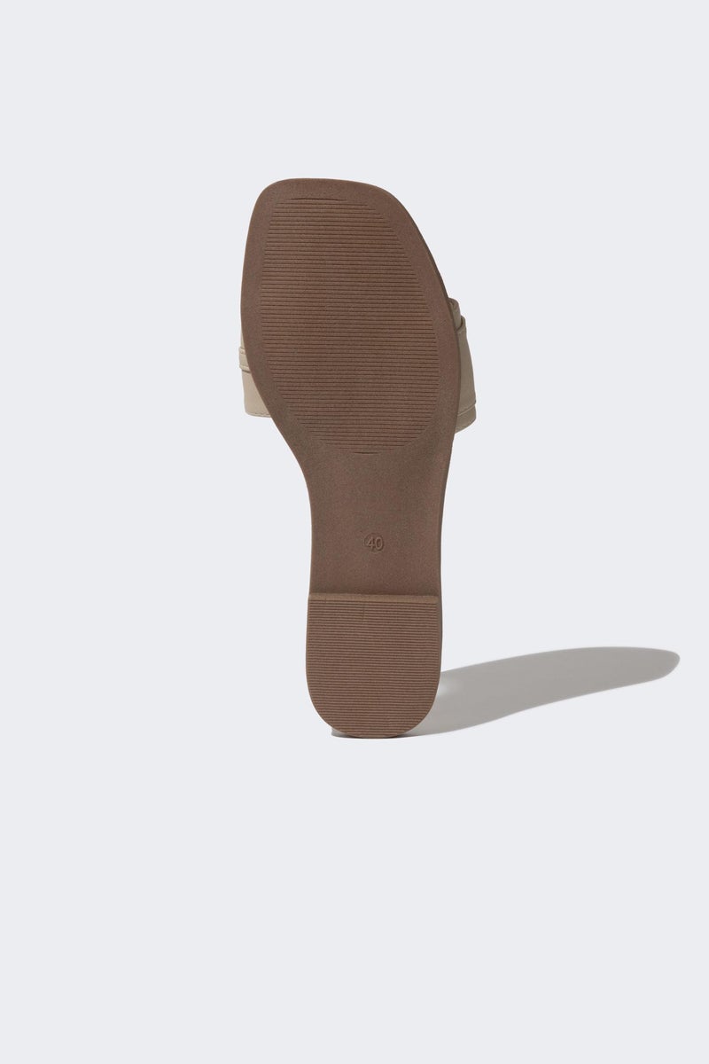 DeFacto Beige Woman Woman Flat Sole Single Strap Faux Leather Slippers Casual - Image 5