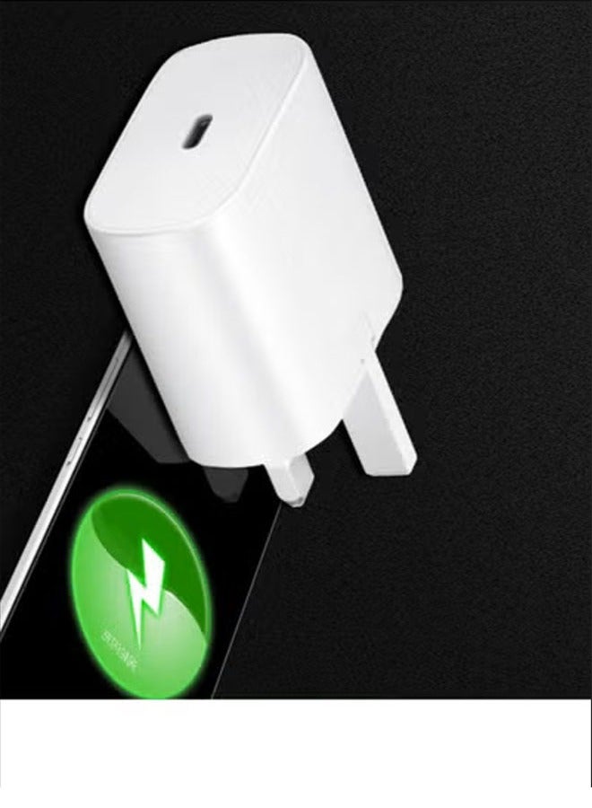 رأس شاحن سريع 25 واط PD USB-C، آمن للسفر، متوافق مع هواتف وأجهزة أندرويد اللوحية (رأس شاحن فائق السرعة) أبيض - متوافق مع هواتف S24 وS23 وS22 وS21 وS20 Ultra وS24+ وS23+ وS22+ وS21+ وA53 وA15 وA55 وA54 - محول طاقة من النوع C - Image 1
