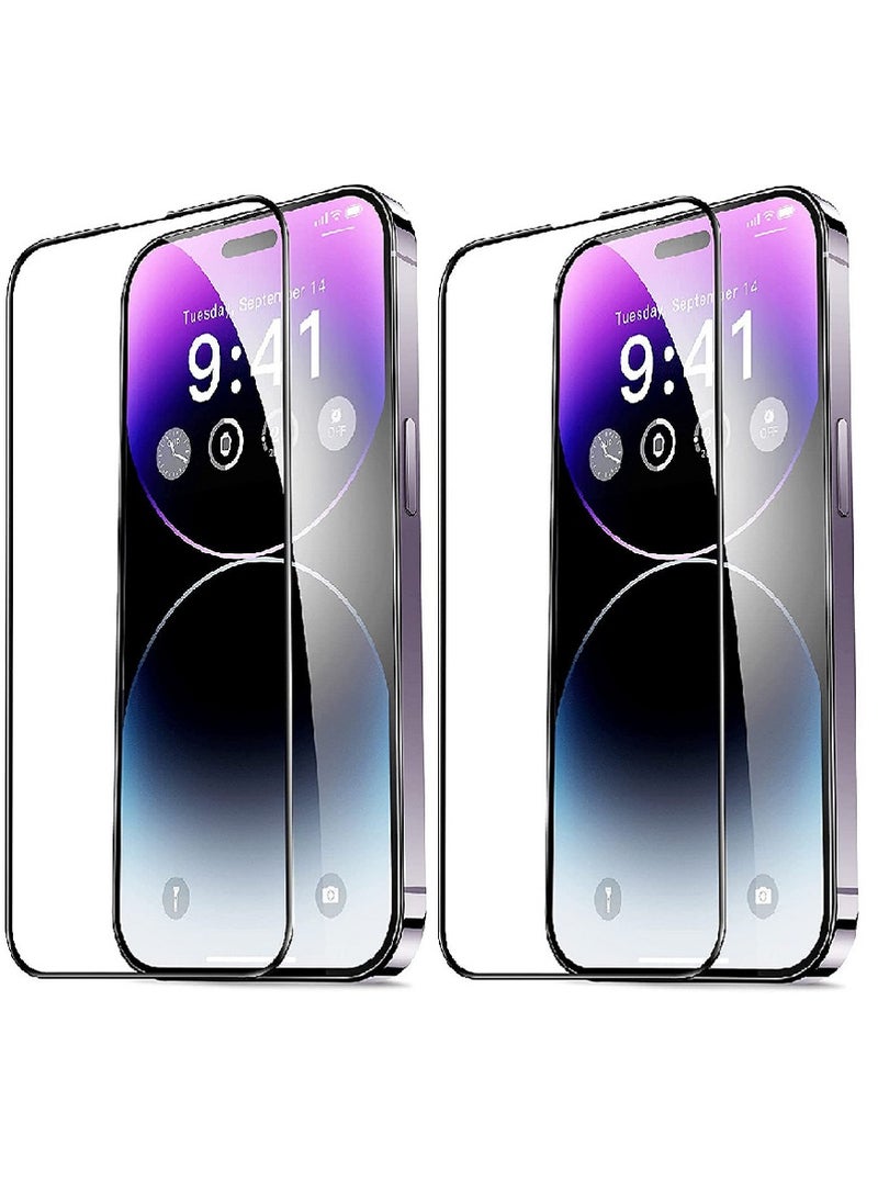 Super 2 Pieces Tempered Glass Screen Protector 5D Designed For iPhone 14 Pro Full Glue Edge to Edge Full Screen Coverage And Bubble Free - Image 1