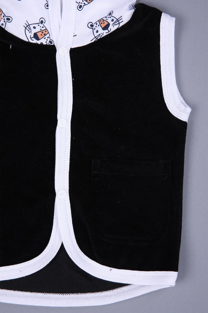 بيبي هولا Baby Girl, Boy, Hooded Velvet Vest with Pockets 3297