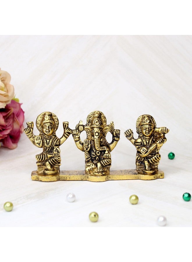 BOXO Brass Laxmi Saraswati Idol Decorative Platter Diwali Home Puja/Festival Gift Murti - Image 5