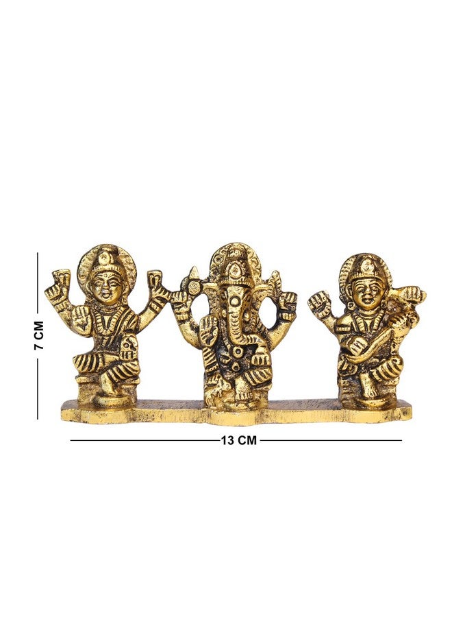 BOXO Brass Laxmi Saraswati Idol Decorative Platter Diwali Home Puja/Festival Gift Murti - Image 2