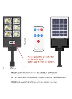 سولار مصابيح الشوارع الشمسية 180 LED فائقة السطوع مصباح LED يعمل بالطاقة الشمسية مصباح شارع خارجي 3 أوضاع إضاءة مستشعر حركة IPX4 مقاوم للماء للمرآب والحديقة والشارع (W789A-3)  - Image 5