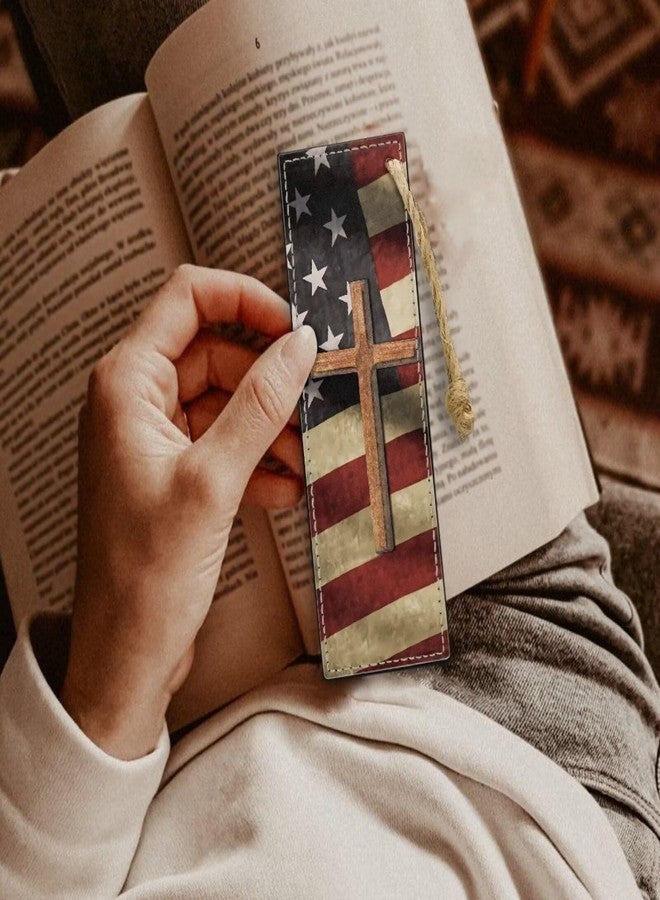 ملحقات فواصل الكتب من مينتوليبي - فواصل كتب على شكل صليب العلم الأمريكي للرجال والفتيان والكبار، مثالية لمحبي الكتب، هدية عيد ميلاد رائعة - Image 3