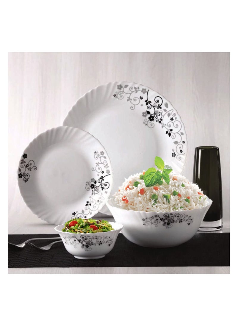 Laopala LaOpala Classic 38 Pcs Dinner Sets Glass Material Plates Mystrio Black Dinner Set Microwave Safe & Dishwasher Safe Minimalist Style Lightweight Bowls, Cups, Plates Set-Reusable Multicolor ‎36 x 30.5 x 28 cm  - Image 2