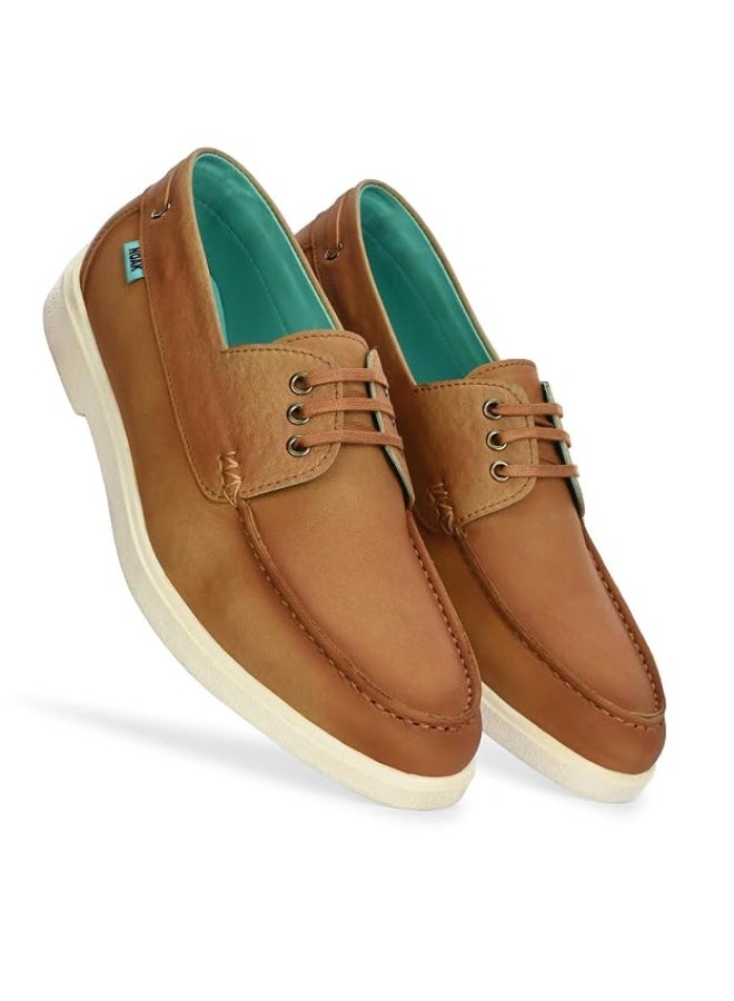 Noak Mens Canvas Wanderers Sneakers |Organic Cactus Leather BO-at Shose| Comfortable, Flexible & Breathable|Tan|8 UK - Image 1