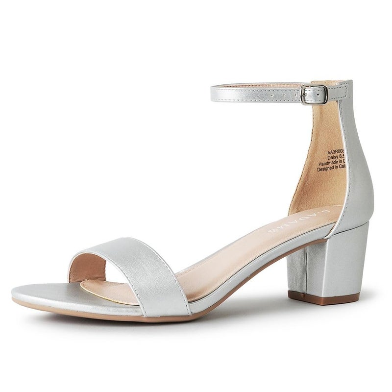JAdams Daisy Heeled Sandals for Women Wide Ankle Strap Low 2 Inch Kitten Short Block Heel Open Toe Dress Shoes Chunky Heels for Bridal Wedding Parties Dressy Platform Sandals Womens Shoes