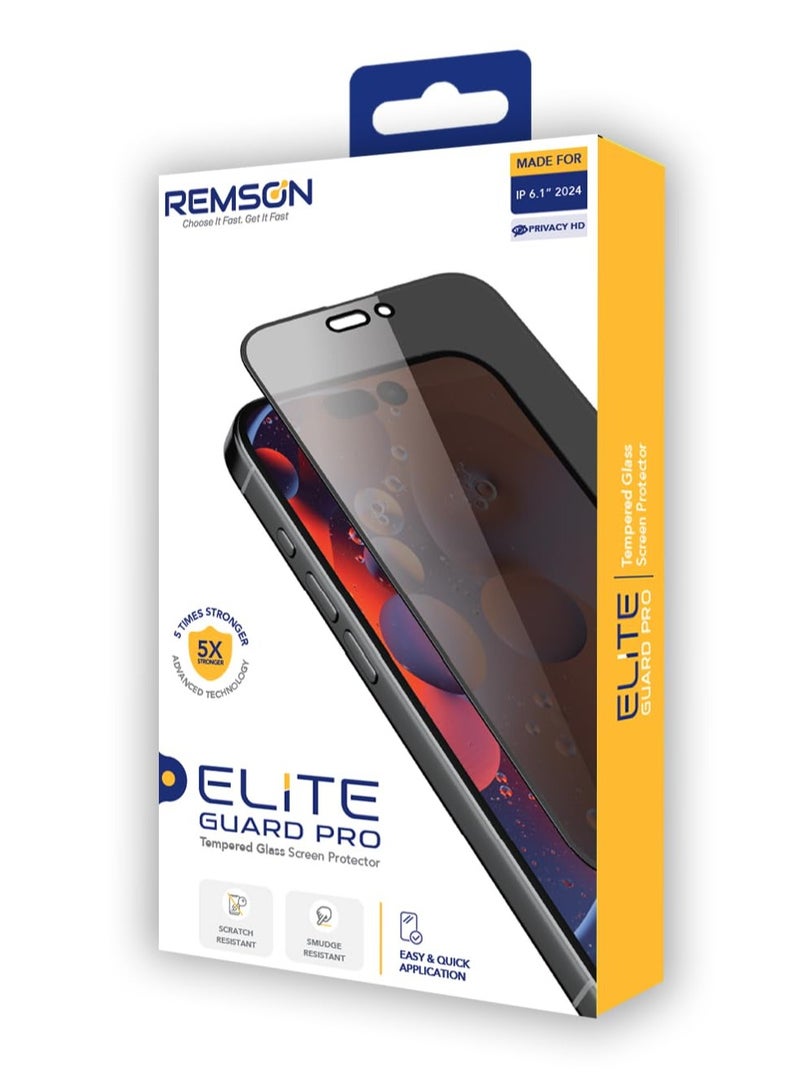 Remson حماية شاشة زجاجية مقسّاة من ريمسون إيلت غارد برو مع خصوصية HD 9H صلابة تغطية كاملة مع مجموعة أدوات التثبيت متوافقة مع آيفون 16 6.1 بوصة - Image 2