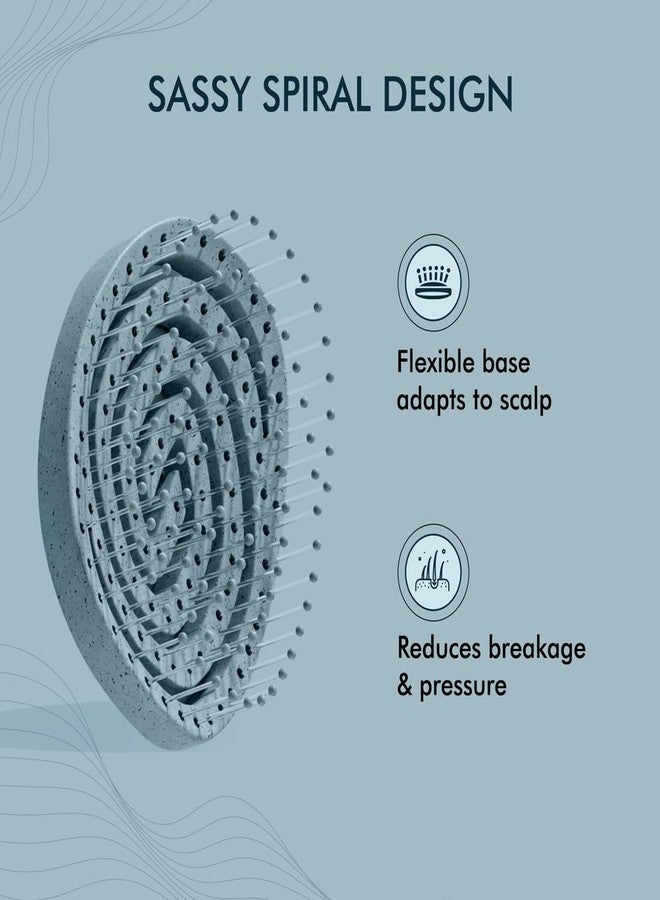 Ikonic Me Spiral Vent Travel Hair Brush IKM-2109, Eco Conscious, Lightweight & Compact,Tangle Free Detangling, Wet & Dry Use, Anti Breakage Soft Bristles, Frizz Free Easy Styling - Powder Blue - Image 3