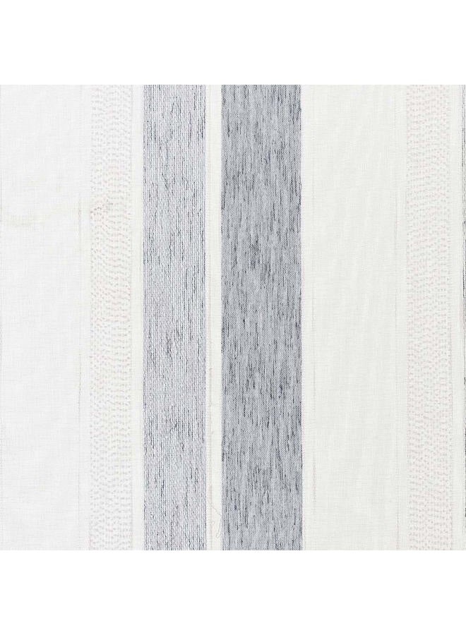 Central Park Navy and White Kitchen Window Curtain Valance Vertical Stripe Sheer Boucle Linen Window Curtain, Living Room Decorative Rod Pocket (54" W x 15" L) Rustic Living Panels - Image 3