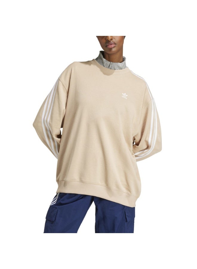 Adidas 3 S CREW OS Beige Originals Women SWEATSHIRTS - Image 4