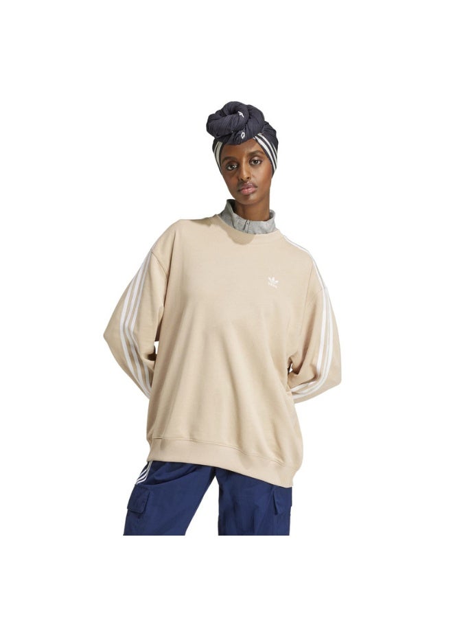 Adidas 3 S CREW OS Beige Originals Women SWEATSHIRTS - Image 3
