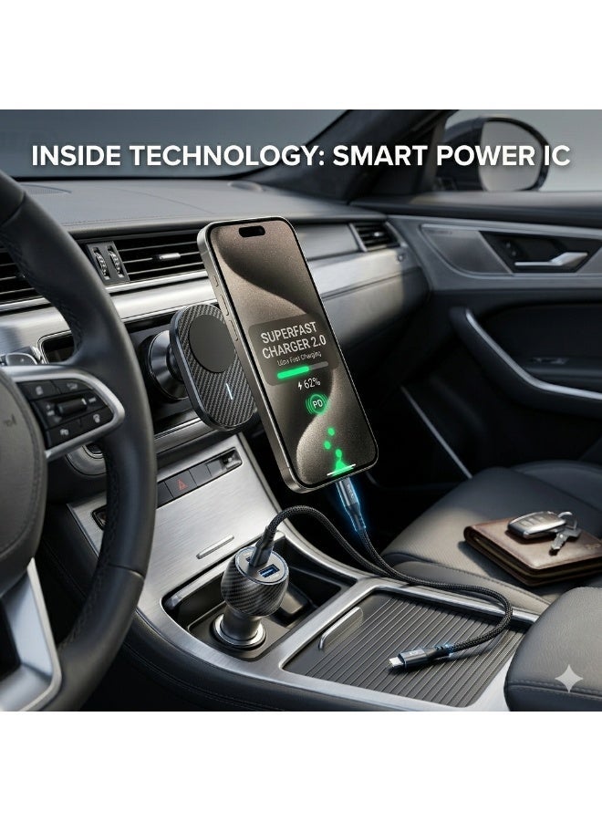 MORAYA NODE-01 48W Dual Port USB-C Car Charger, PD 30W + QC 18W Fast Charging Adapter for iPhone 15/16/17, Samsung Galaxy, iPad & USB Devices - Image 5