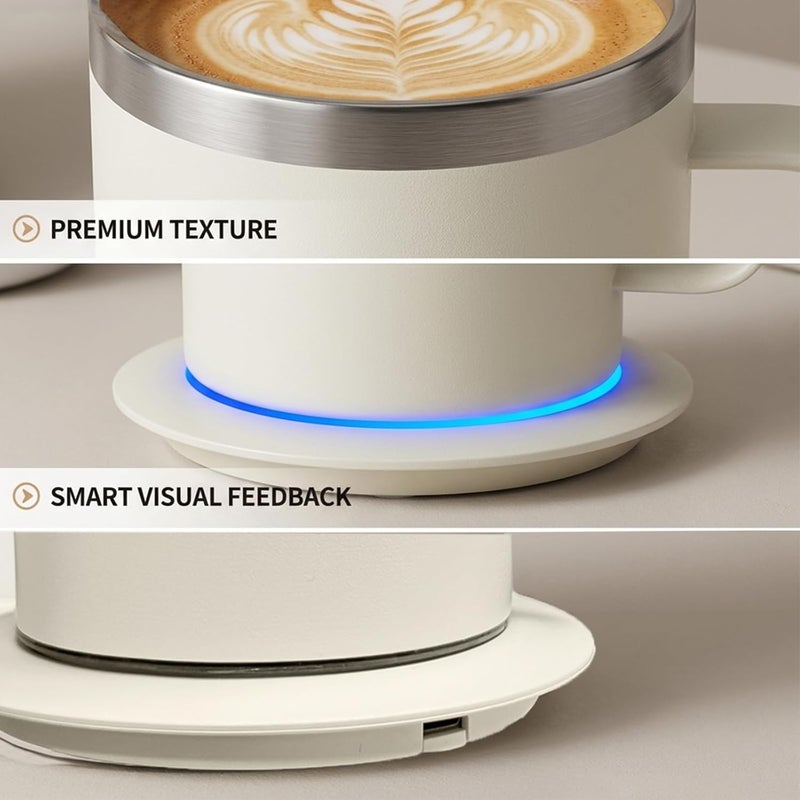 DEQIANG Self Heating Coffee Mug, Heated Coffee Mug with Smart Mug Warmer & Ergonomic Handle, Auto Heat to 131°F, USB-Powered Desk Warmer for Office Home Use, Gifts for Dad Mom (17oz White) - Image 4