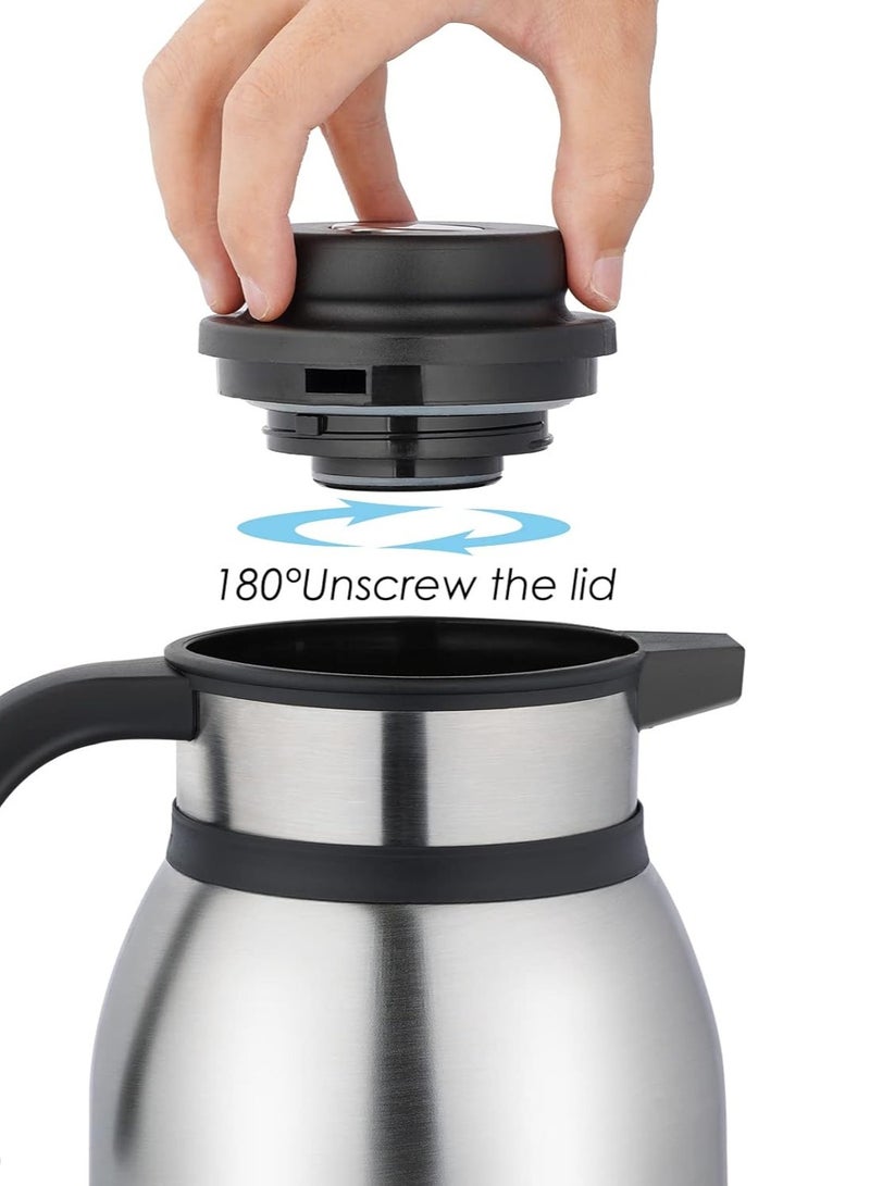 ابريق حراري لحفظ الشاي والقهوة والمشاريب الباردة مصنوع من الفولاذ القوي المقاوم للصدأ - 2000 مل - Image 4