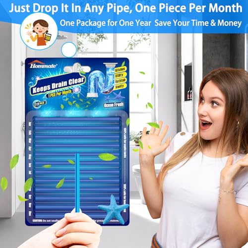 Hommate Drain Sticks Drain Cleaner Sticks Keeps Drains and Pipes Clear and Odor-free for Sink Pipe Cleaning Sticks for Drains As Seen On TV - Image 3