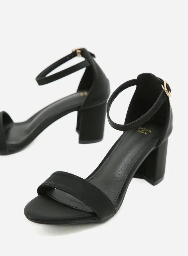 Sneak-a-Peek Plain Ankle Strap Block Heel Sandals
