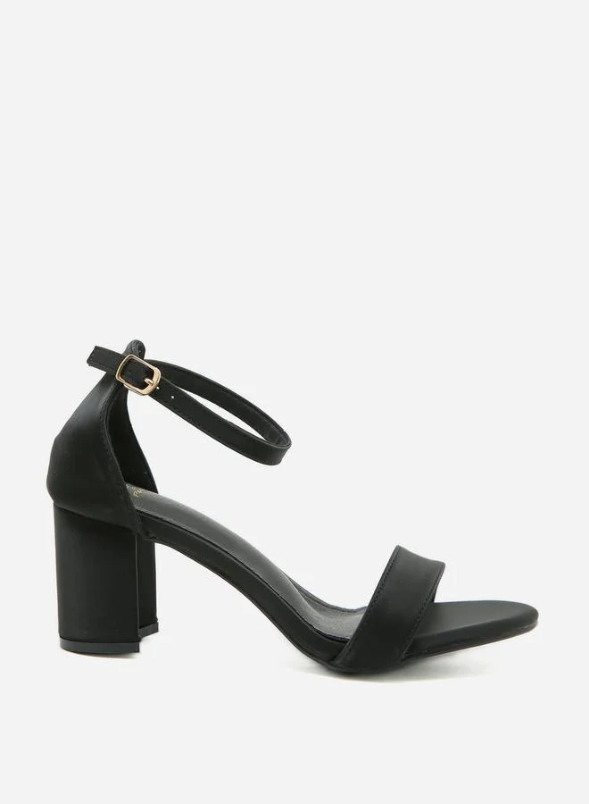 Sneak-a-Peek Plain Ankle Strap Block Heel Sandals