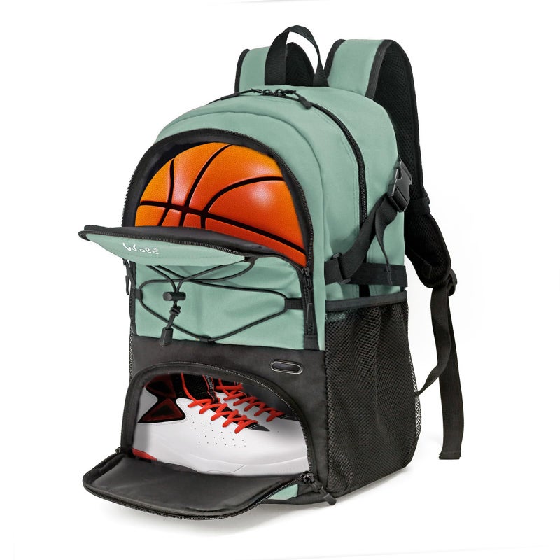 WOLT Basketball Backpack Large Sports Bag with Separate Ball Holder Shoes Compartment Best for Basketball Soccer Volleyball Swim Gym Travel - Image 2