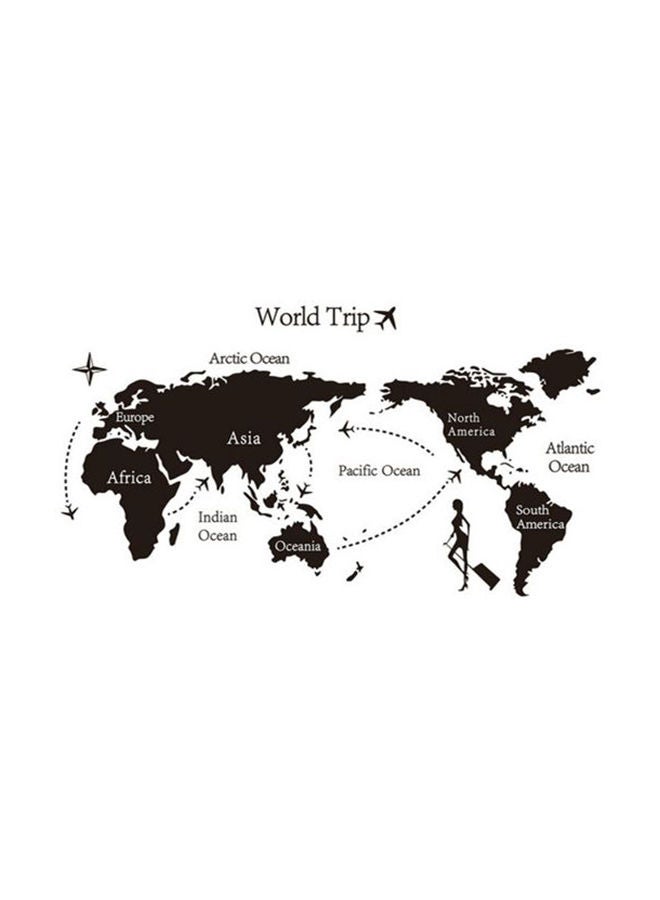 NIBEMINENT World Map Vinyl Wall Sticker Black - Image 1