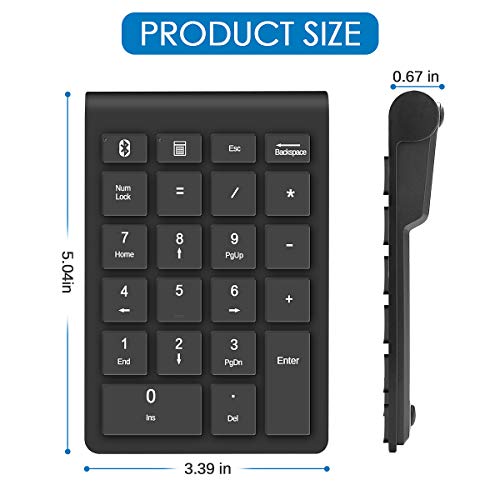 Foloda Bluetooth Number Pad, Wireless 10 Keys USB Number Numeric Keypad for Laptop, 22 Keys Extensions Numpad Keyboard Computer Laptop Accessories (NO Receiver) - Image 4