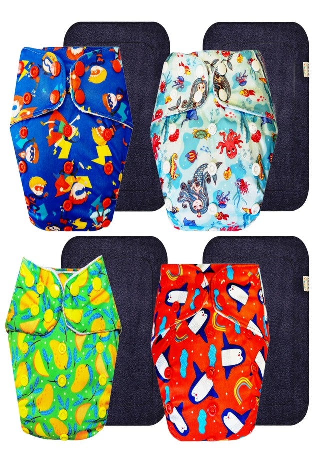 حفاضات دمبلدو القماشية الممتازة مع حشوة سوداء (عبوة من 4) | مضادة للحساسية | تسمح بمرور الهواء | سريعة الجفاف | موثوق بها من قبل الأمهات | من 3 أشهر إلى 3 سنوات | مناسبة للجنسين - Image 1