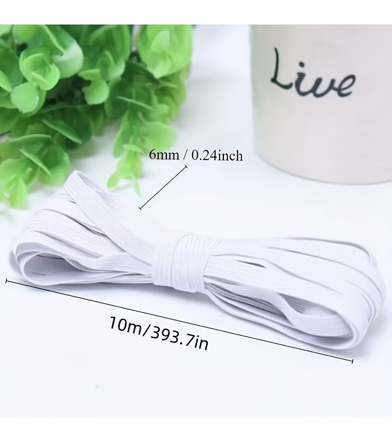 Black 10m High Elastic Flat Soft Elastic Band For Pants Waist Thin Straps - Image 3