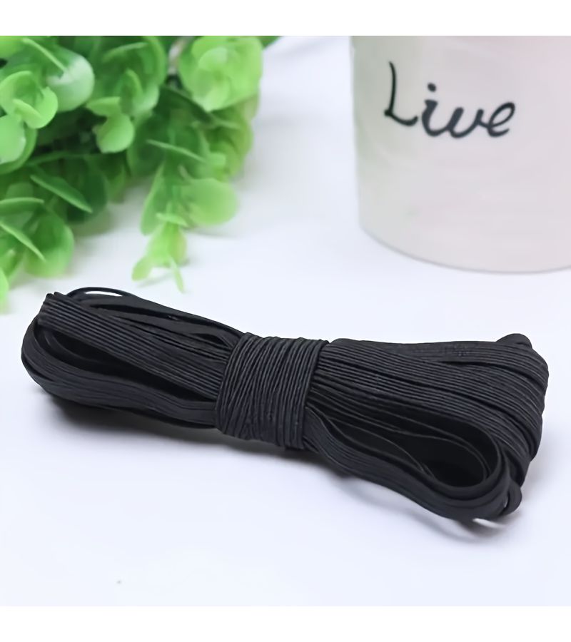 Black 10m High Elastic Flat Soft Elastic Band For Pants Waist Thin Straps - Image 5