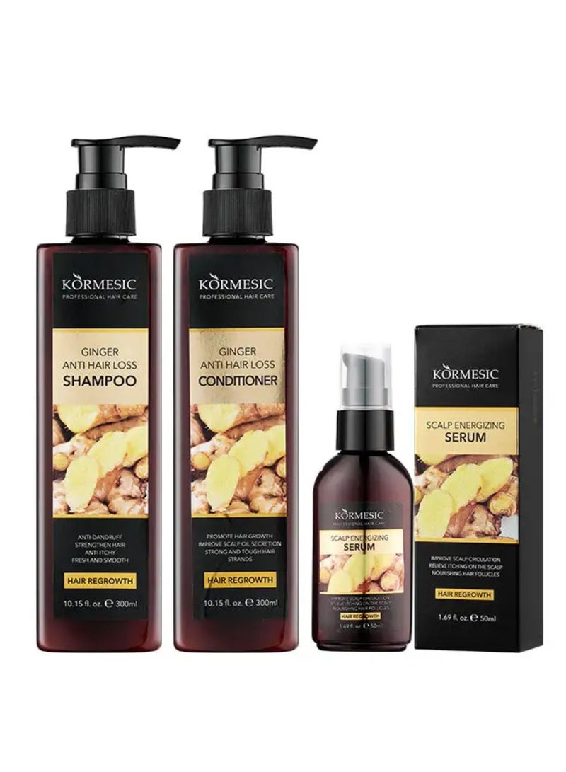 Kormesic مجموعة الزنجبيل المضادة لتساقط الشعر 300 مل + 300 مل + 50 مل