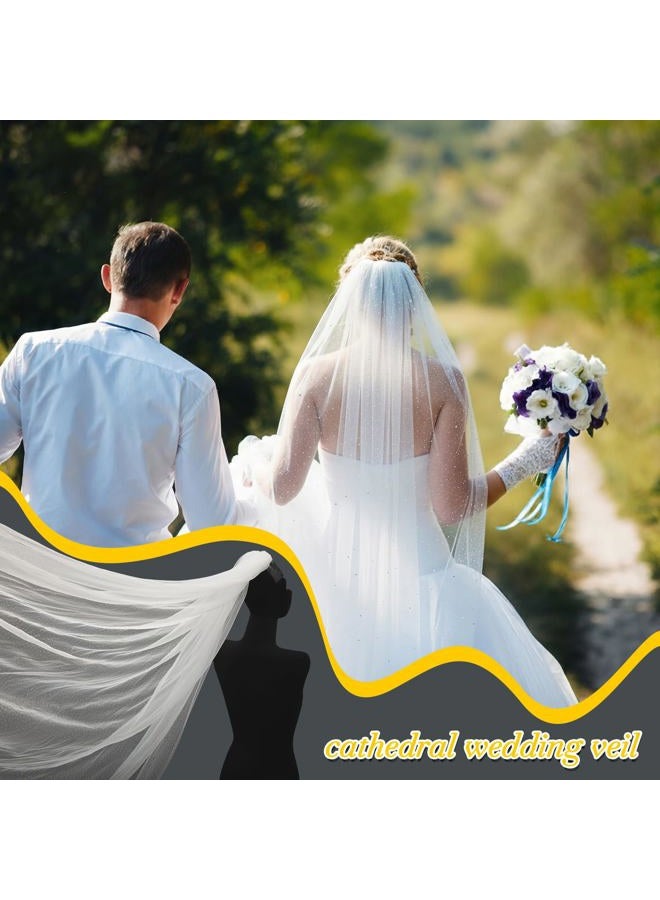 Funnysoft 118" Ivory Sparkle Cathedral Wedding Veil Soft Tulle Bridal Veil 1 Tier Wedding Bridal with Comb for Women and Brides - Image 5