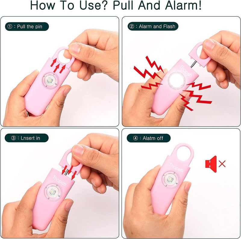 Thopeb –The Original Personal Safety Alarm for Women Self Defense – Elders & Kids Self Defense Keychain Siren – 135dB Loud Siren Bird Sound – Cute Key Chains Protection (Pink) - Image 3