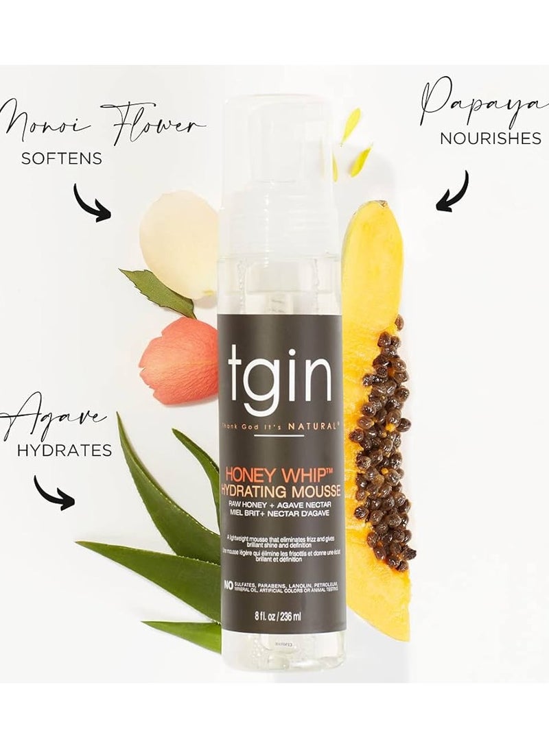 Tgin Thank God It's Natural tgin Honey Whip Hydrating Mousse for Hair - Dry Hair - Textured Hair - Curly Hair - Damaged Hair- 8oz - Image 2