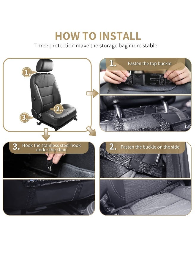 Car Backseat Organizer with Tablet Holder-2 Pack,6 Storage Pockets Car Storage Organizer with Foldable Food Tray, Car Seat Back Protectors Kick Mats Travel Accessories-Black - Image 3