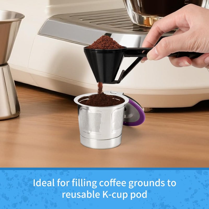 CAFEMASY Water Bottle Funnel Pre Workout Scoop for Protein Powder 2 Pack Slide Bottom Measuring Scoop with Funnel for Coffee Grounds and Powder - Image 5