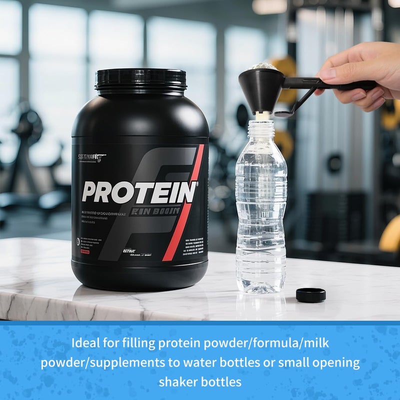 CAFEMASY Water Bottle Funnel Pre Workout Scoop for Protein Powder 2 Pack Slide Bottom Measuring Scoop with Funnel for Coffee Grounds and Powder - Image 4