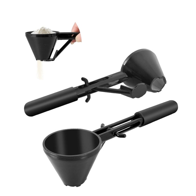 CAFEMASY Water Bottle Funnel Pre Workout Scoop for Protein Powder 2 Pack Slide Bottom Measuring Scoop with Funnel for Coffee Grounds and Powder - Image 1