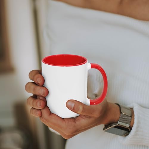 MR.R 11oz Sublimation Blank Coffee Mugs,Cup Blank White Mug Cup with Red Color Mug Inner and Handle,Set of 6 - Image 5