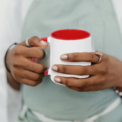 MR.R 11oz Sublimation Blank Coffee Mugs,Cup Blank White Mug Cup with Red Color Mug Inner and Handle,Set of 6 - Image 4